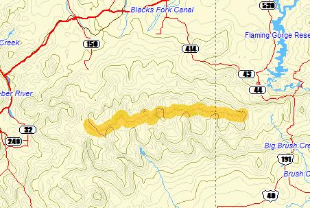 My GPS track across the Uintas