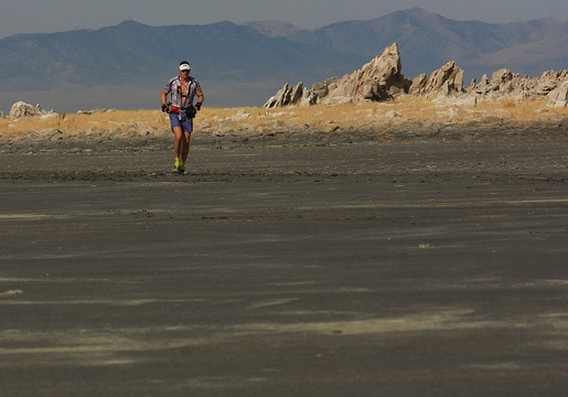 Phil Lowry out on the mud flats about a half hour ahead