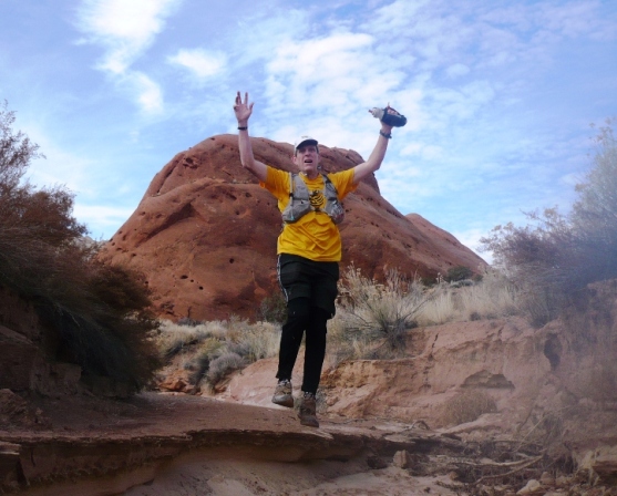 Jumping off a spill-off, returning to the canyon floor