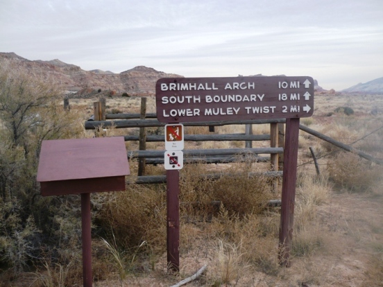 Trailhead as seen in the day.  I would almost reach the Park Boundary