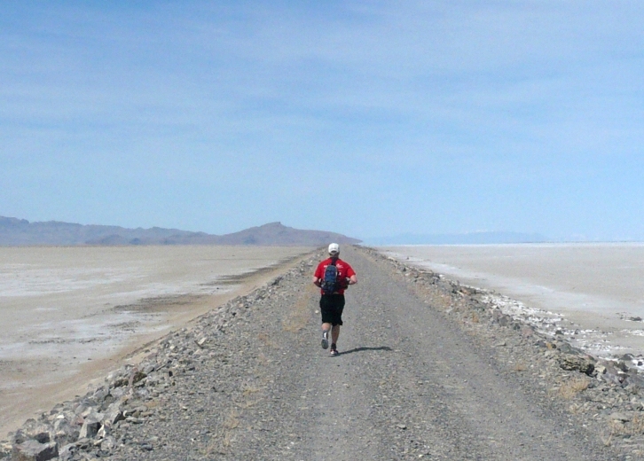 Kevin running on the dike