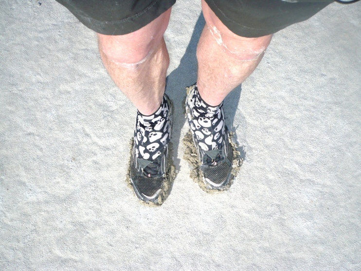 Mud salt attached to the show bottoms