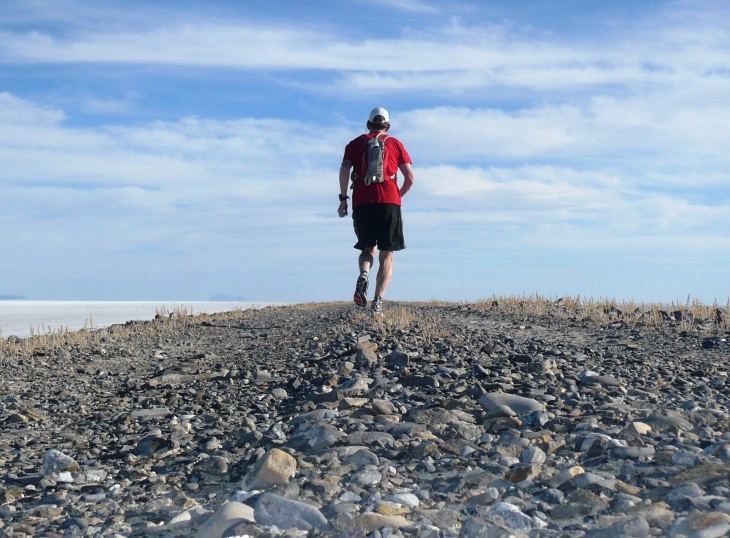 Me, heading back.  The world dropped off the horizon ahead.