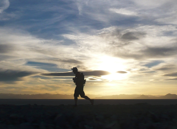 My son Kevin, running on the Salt Flats