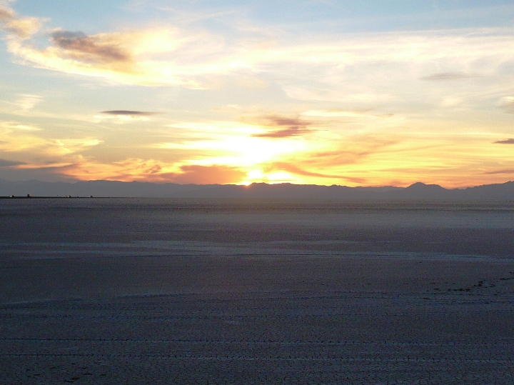 Sunset over the Boneville Salt Flats