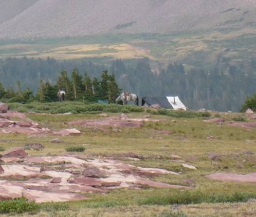 A camp on the ridge above Yellowstone Basin in 2007